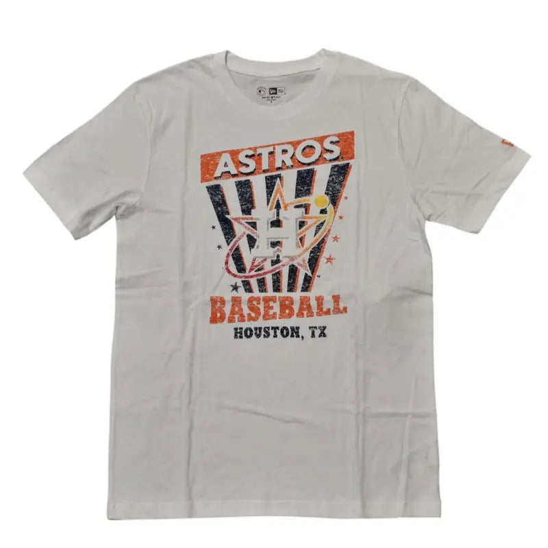 Playera Astros Houston TX Color Blanco Con Estampado Naranja y Azul Talla M New Era
