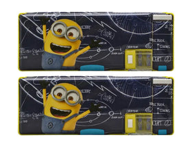 Lapicera Minion Diseño Matemático Con Sacapuntas Funcional Pack 2pz Ruz