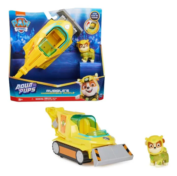 Paw Patrol Rubble Hammerhead Vehicle Aqua Pups Spin Master Amarillo