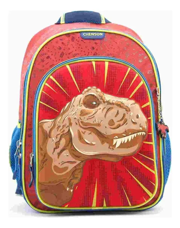 Dino Land T Rex Primary School Backpack, Lunchbox and Pencil Case by Chenson, Red, 3D Printed