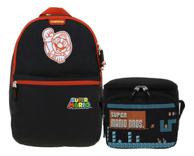 Super Mario Backpack and Lunchbox for Primary School, MB66505 Chenson, Black Print