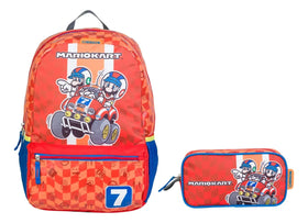 Mochila Y Lapicera Mario Kart Mb63109 Primaria Chenson Naranja Estampado