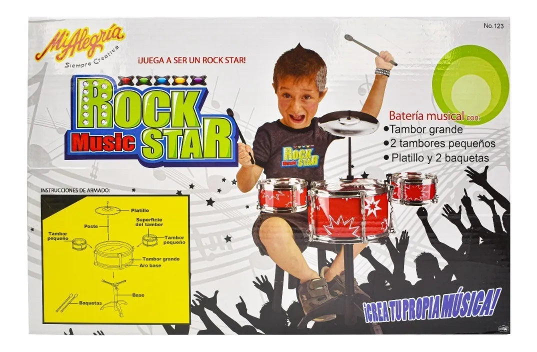 Bateria Rock Music Star Roja Juguete Mi Alegria Rojo