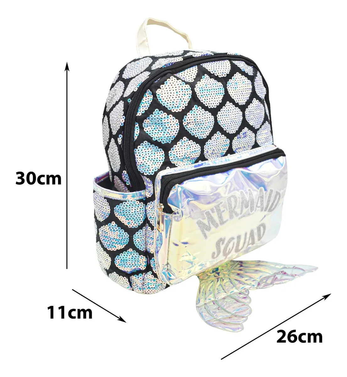 Mochila Mermaid Squad Cola De Sirena Lentejuela Tornasol Kinder