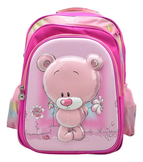 Mochila Oso Kit 3pz Primaria Ll24bpp513 Detalle Rosa Chicle 3d