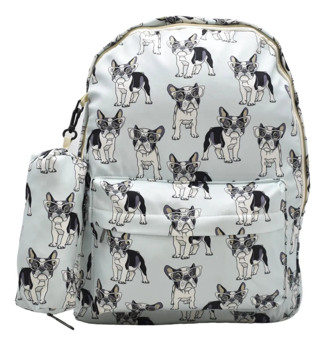 Mochila Perros Con Lentes Kit 3pz Primaria Ll23bjm097 Azul Claro Estampado