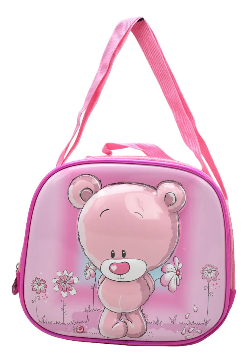 Mochila Oso Kit 3pz Primaria Ll24bpp513 Detalle Rosa Chicle 3d
