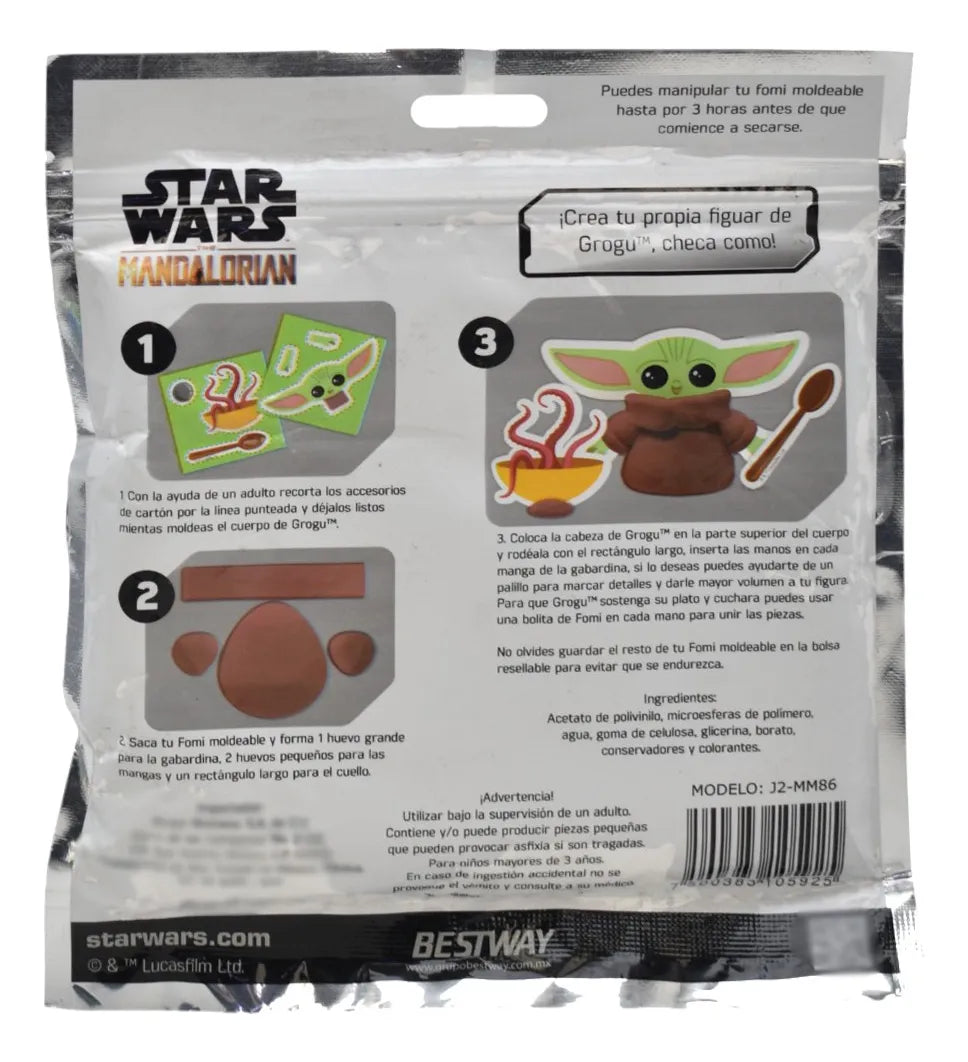 Star Wars Grogu Snack Foami Moldeable Pack 12 Pzas Bestway Marrón