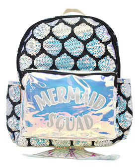 Mochila Mermaid Squad Cola De Sirena Lentejuela Tornasol Kinder