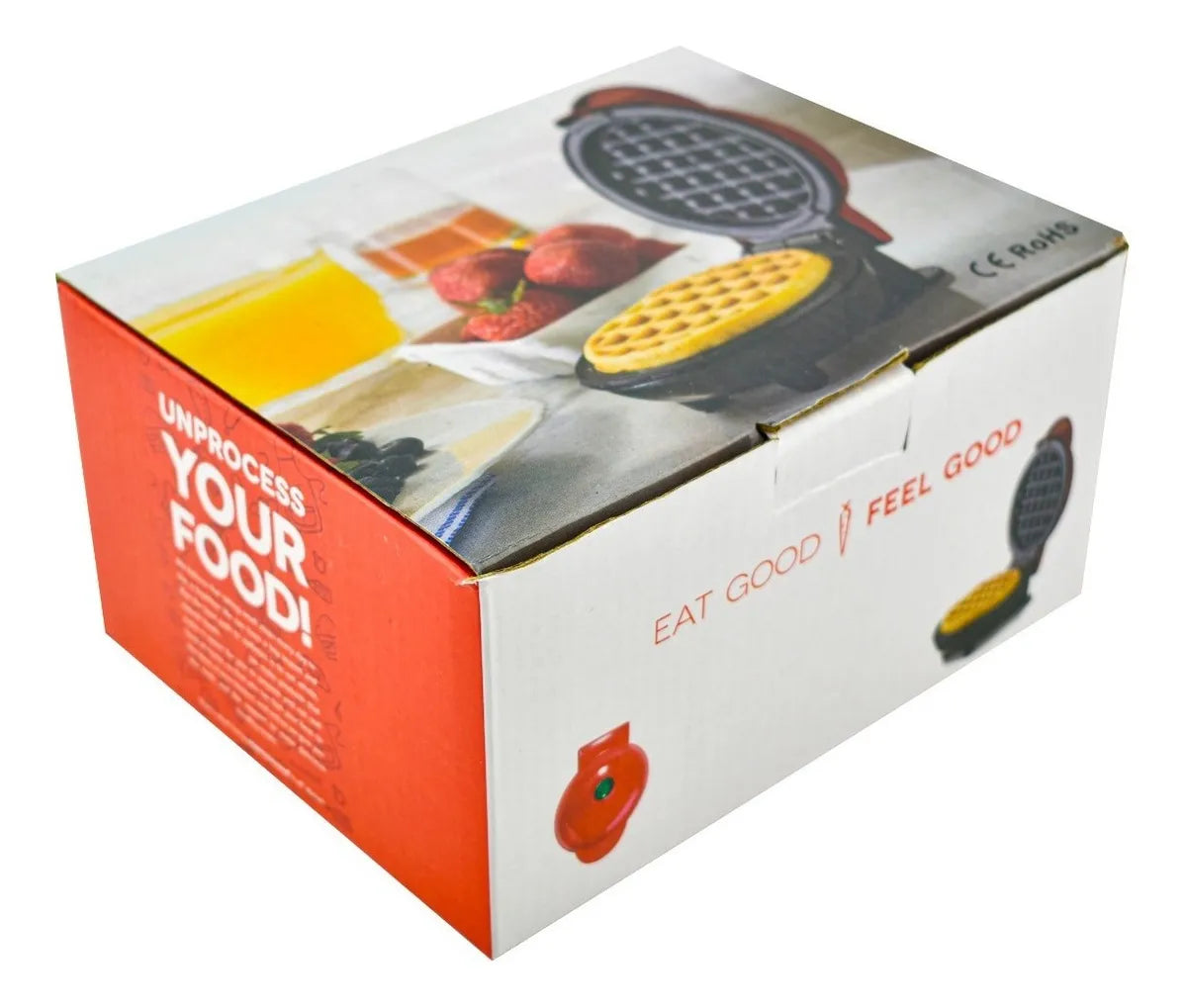 Wafflera Mini Roja 350 W Antiadherente Inoxidable Pack 2 Rojo