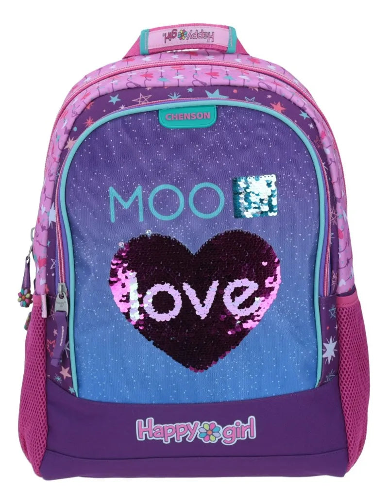 Mochila Grande Chenson Primaria Happy Girl Porta Tablet Color Violeta