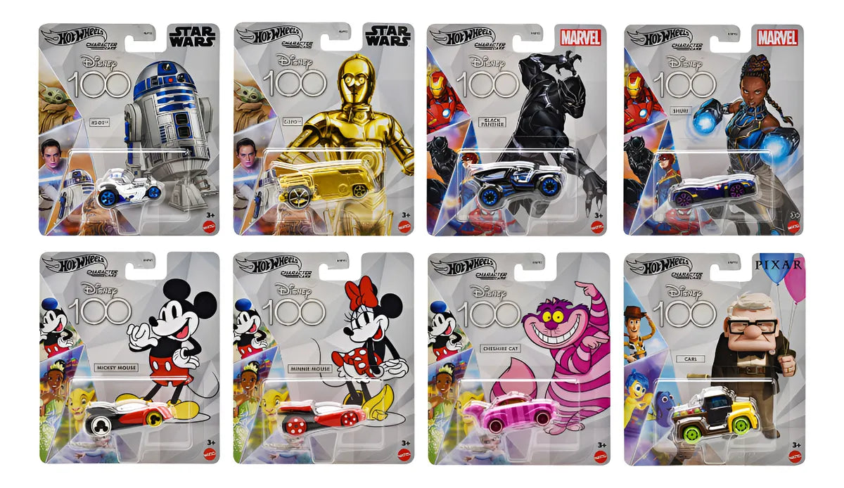 Hot Wheels Character Cars Disney 100 Pack 8 Vehiculos Mattel Blanco