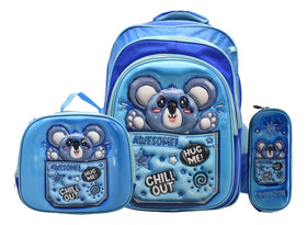 Mochila Koala Awesome Kit 3pz Primaria Ll24bpp531 Azul 3d