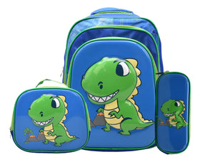 Mochila T Rex Kit 3pz Primaria Ll24bpp509 Con Detalle Azul 3d