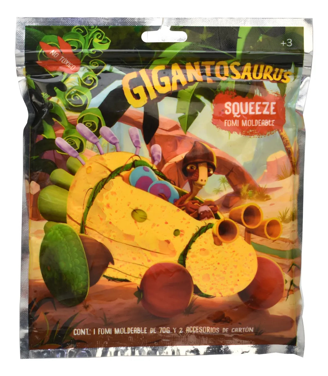 Gigantosaurus Foami Moldeable Pack 12 Pzas #1 Bestway Amarillo