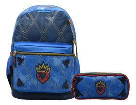 Descendants Heart Primary Backpack and Pencil Case by Chenson, Blue with Embroidery