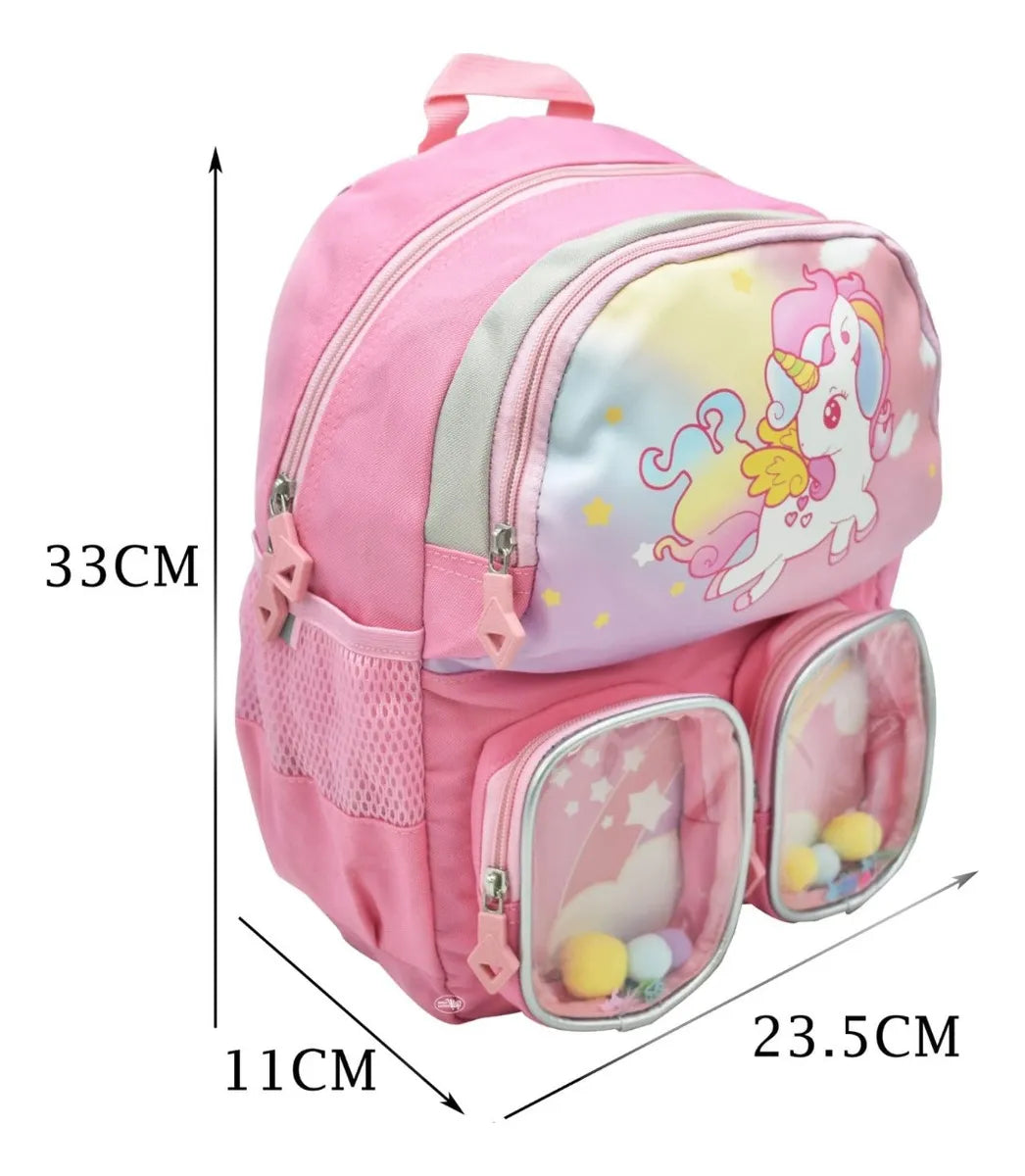Mochila Unicornio Mini Backpack Lisa Bordada Rosa Ll23kbm015