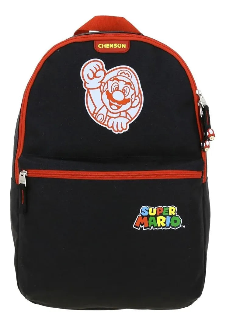 Mochila Lonchera Lapicera Super Mario Mb66505 Chenson Negro Estampado