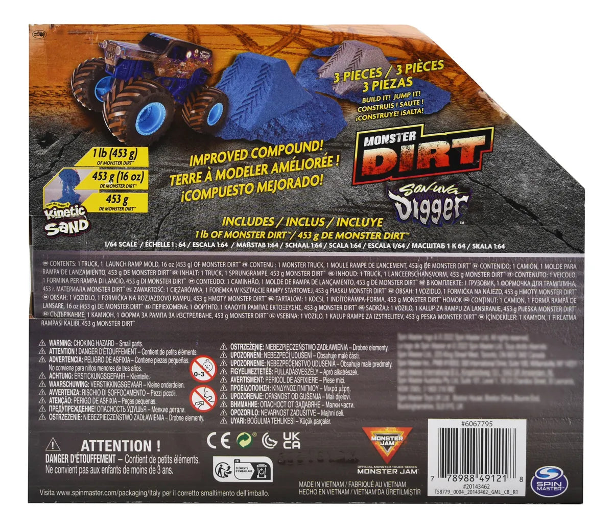 Monster Jam Monster Dirt Son Uva Kinetic Sand Spin Master Azul