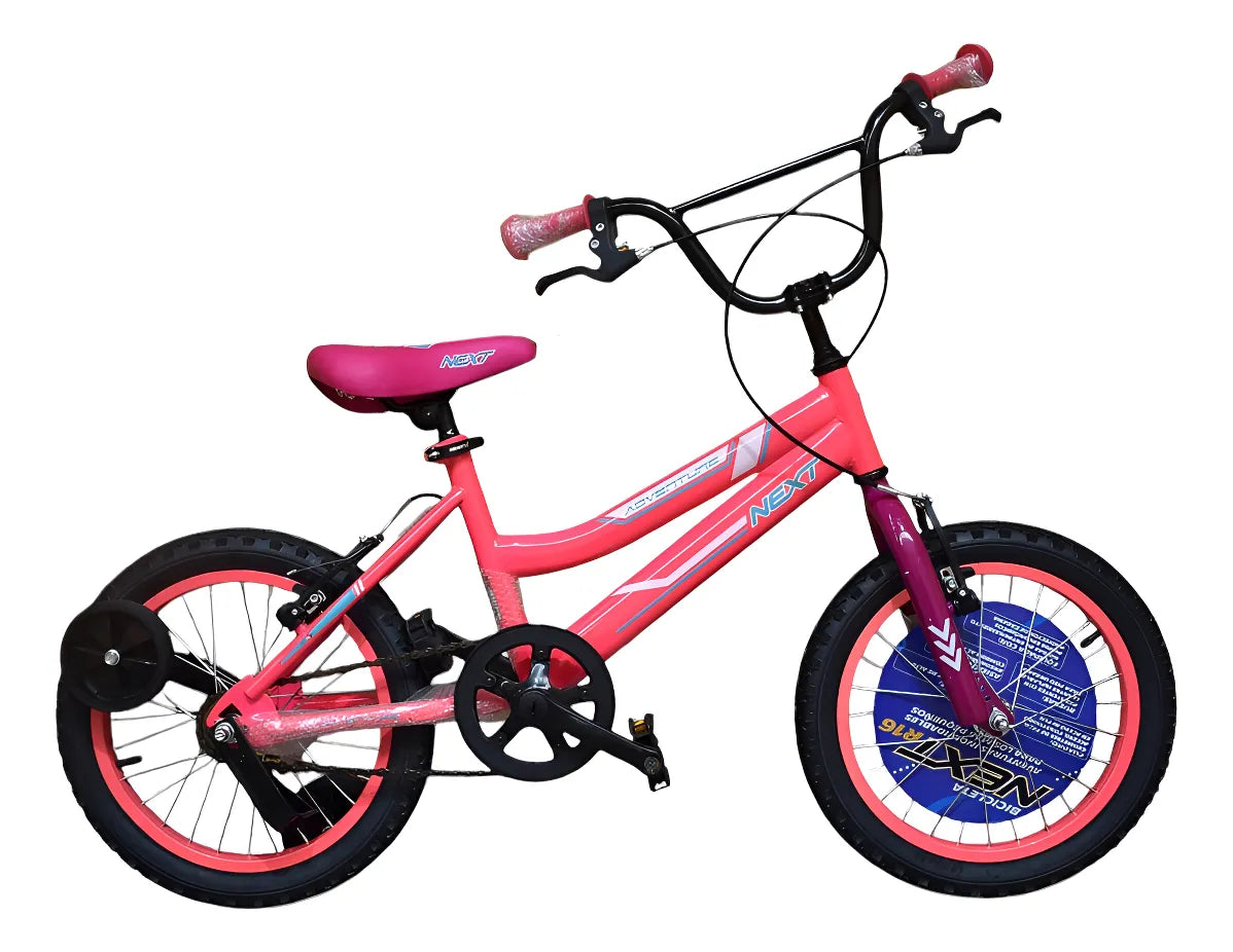 Bicicleta Color Rosa Rodada 16 Llantitas Traseras Next Rosa