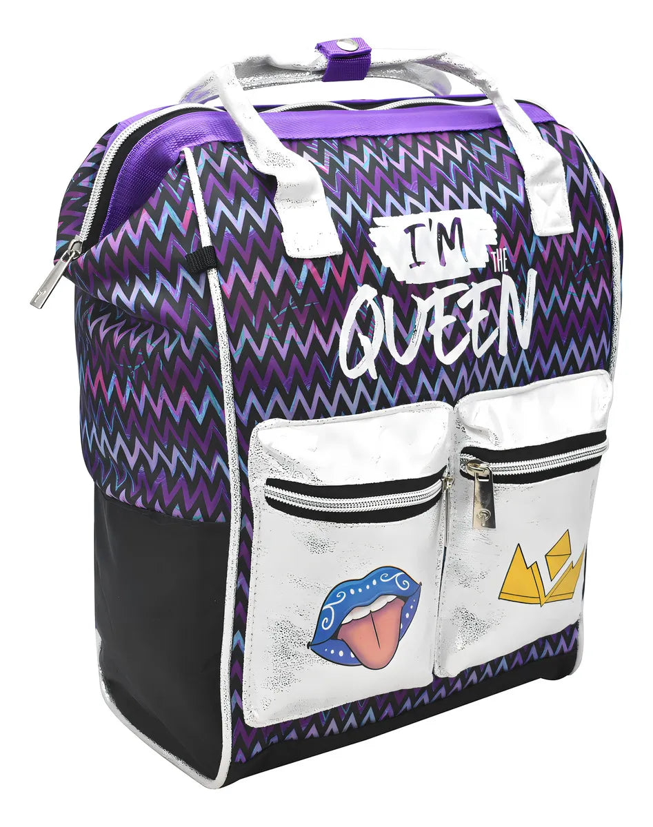 Mochila Escolar Atm Polinesios 5848 Color Violeta Diseño Estampado 29l