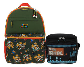 Super Mario Bros Primary School Backpack and Lunchbox Mb66499 Chenson Green Print