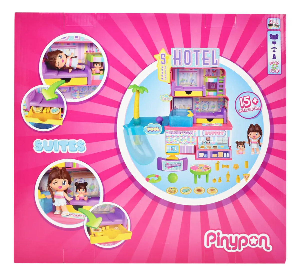 Pinypon Hotel 5 Estrella Ready Yo Play 15 Accesorios Famosa Mullticolor