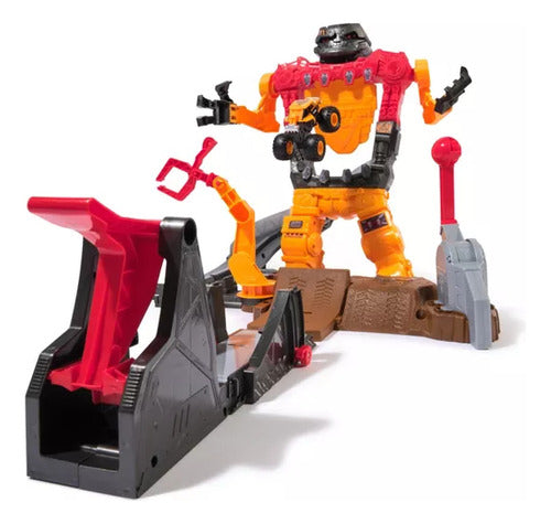 Monster Jam Smash & Bash SmashBot, set de juego con lanzador, camión monstruo a escala 1:64, robot reparable de 38,1 cm, juguetes para niños y niñas a partir de 3 años
