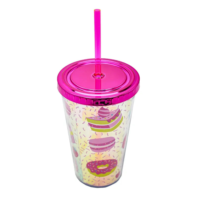 Vaso Plastico Base Luminosa Y Popote Postres Sm22hat311
