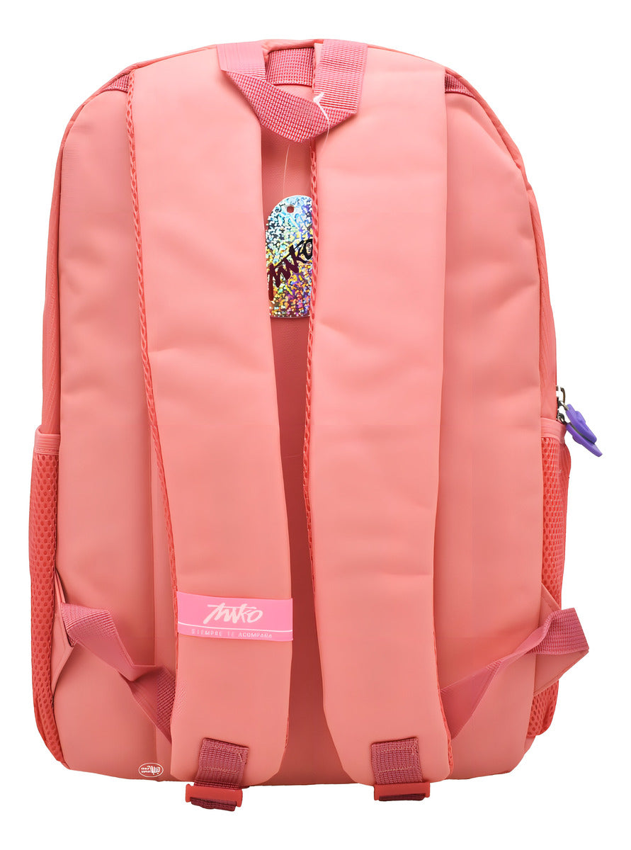 Mochila Escolar Miko Club Salmón 20L Animalitos Compartimento Laptop