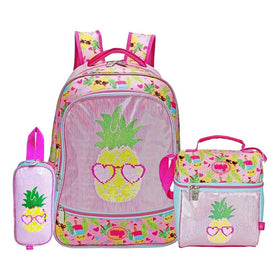 Mochila Lonchera Lapicera Piña Lentejuela Reversible Wilys Rosa