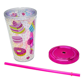 Vaso Plastico Base Luminosa Y Popote Postres Sm22hat311