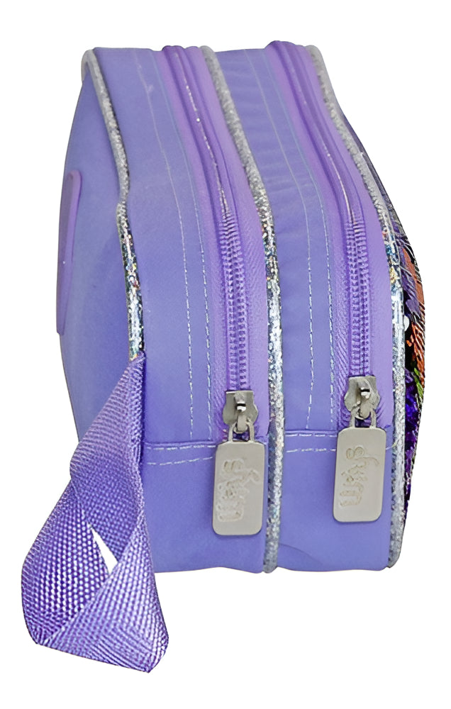 Lonchera Lapicera Gato Lentejuela Reversible Wilys Color Violeta
