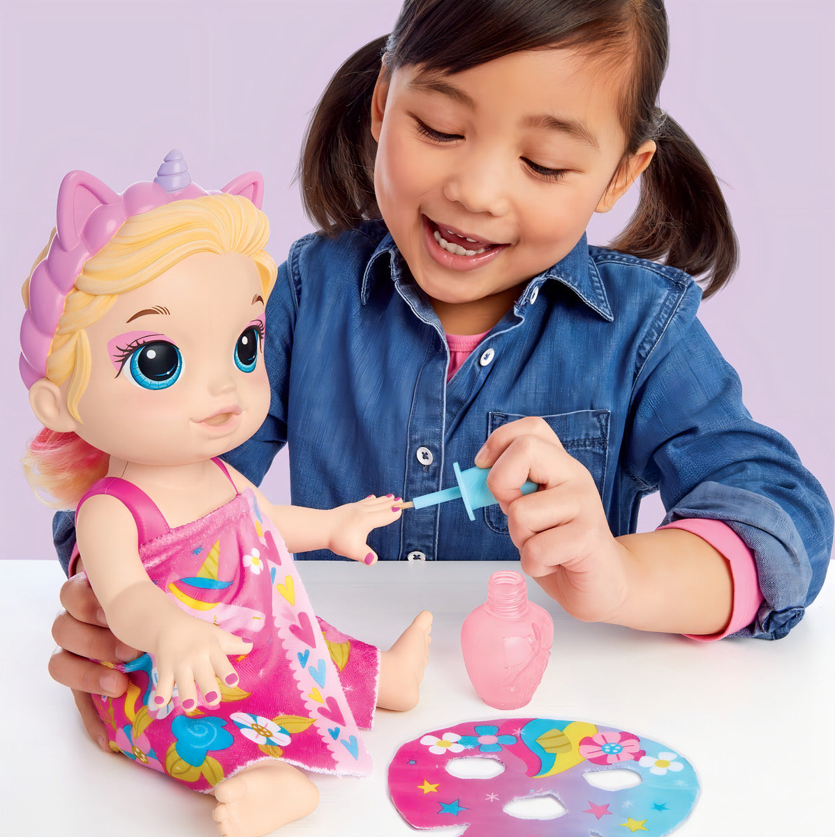 Muñeca Baby Alive Día De Spa Unicornio Pelo Rubio +3