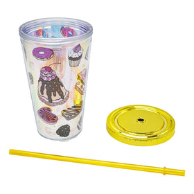 Vaso Plastico Base Luminosa Y Popote Postres Sm22hat311