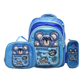 Mochila Koala Kit 3pz Primaria Ll24bpp531 Detalle Azul 3d