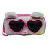 Lapicera Oso De Peluche Gafas Lentejuela Rosa Con Luz Lluvia