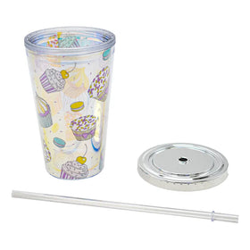 Vaso Plastico Base Luminosa Y Popote Postres Sm22hat311