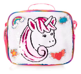 Lonchera Unicornio Rainbow Wilys Plata Color Plateado Lentejuela