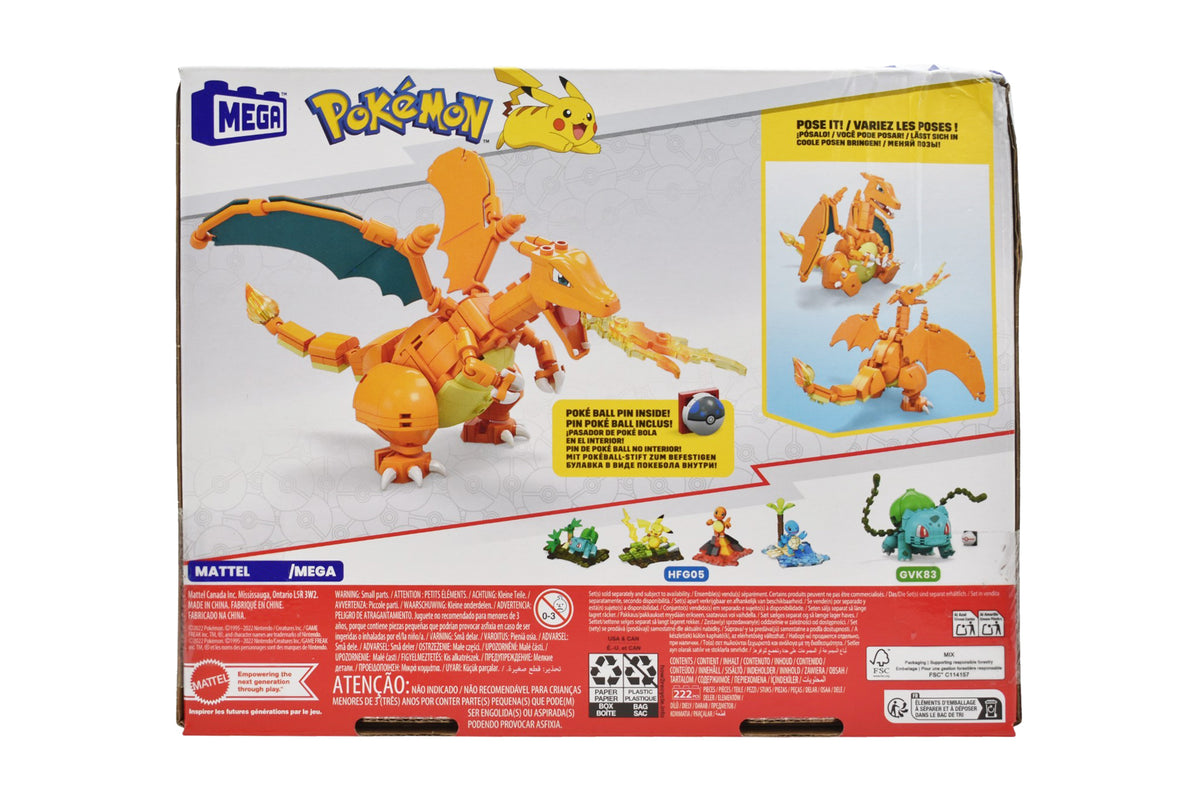 Mega Pokemon Charizard Figura Armable 222 Piezas Mattel Cf