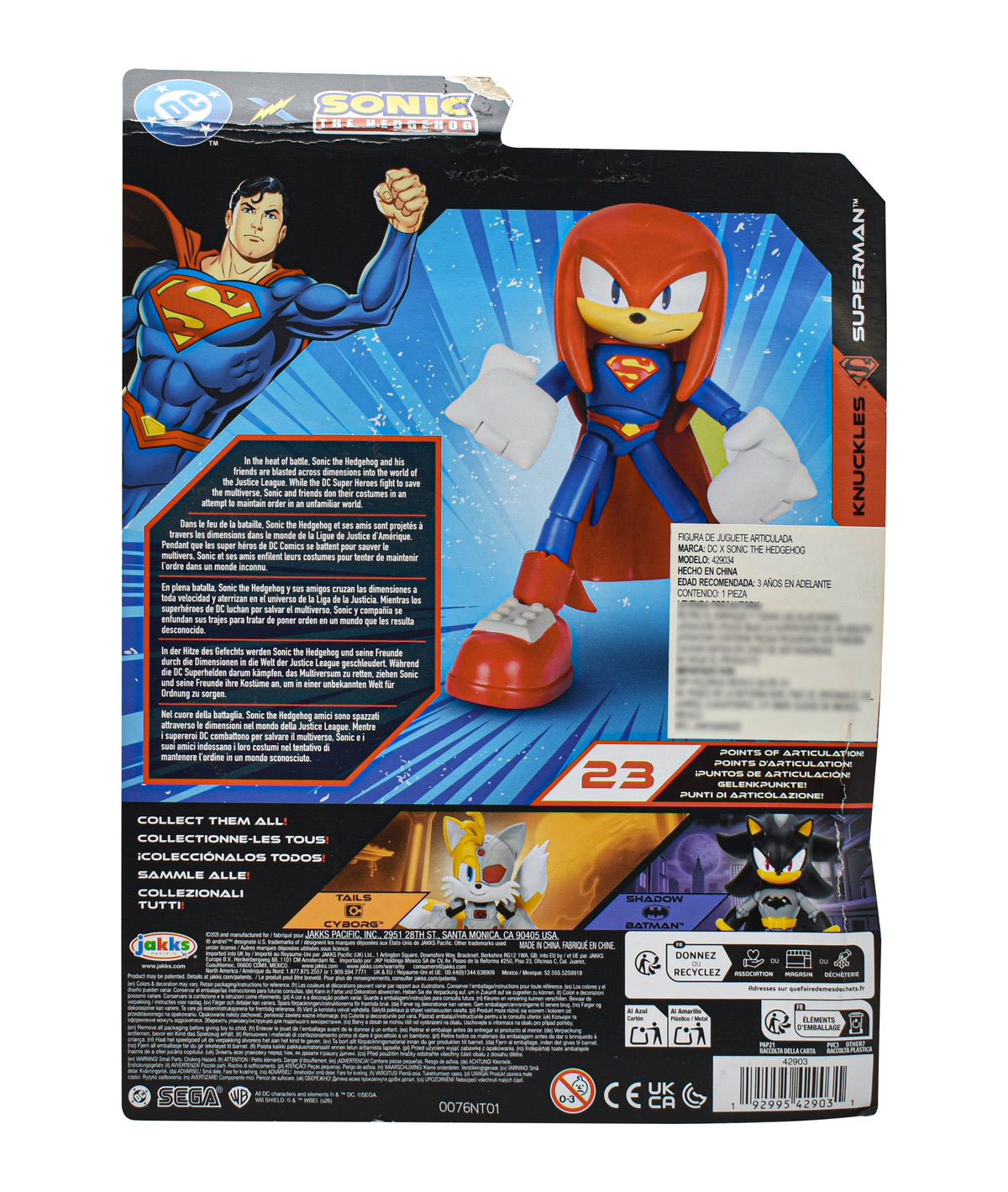 Sonic X Dc Knuckles Como Superman 12cm Jakks Pacific Cf