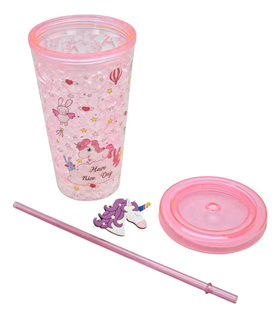 Vaso Doble Pared Gel Enfriador Con Luz Unicornio Sm22hat256