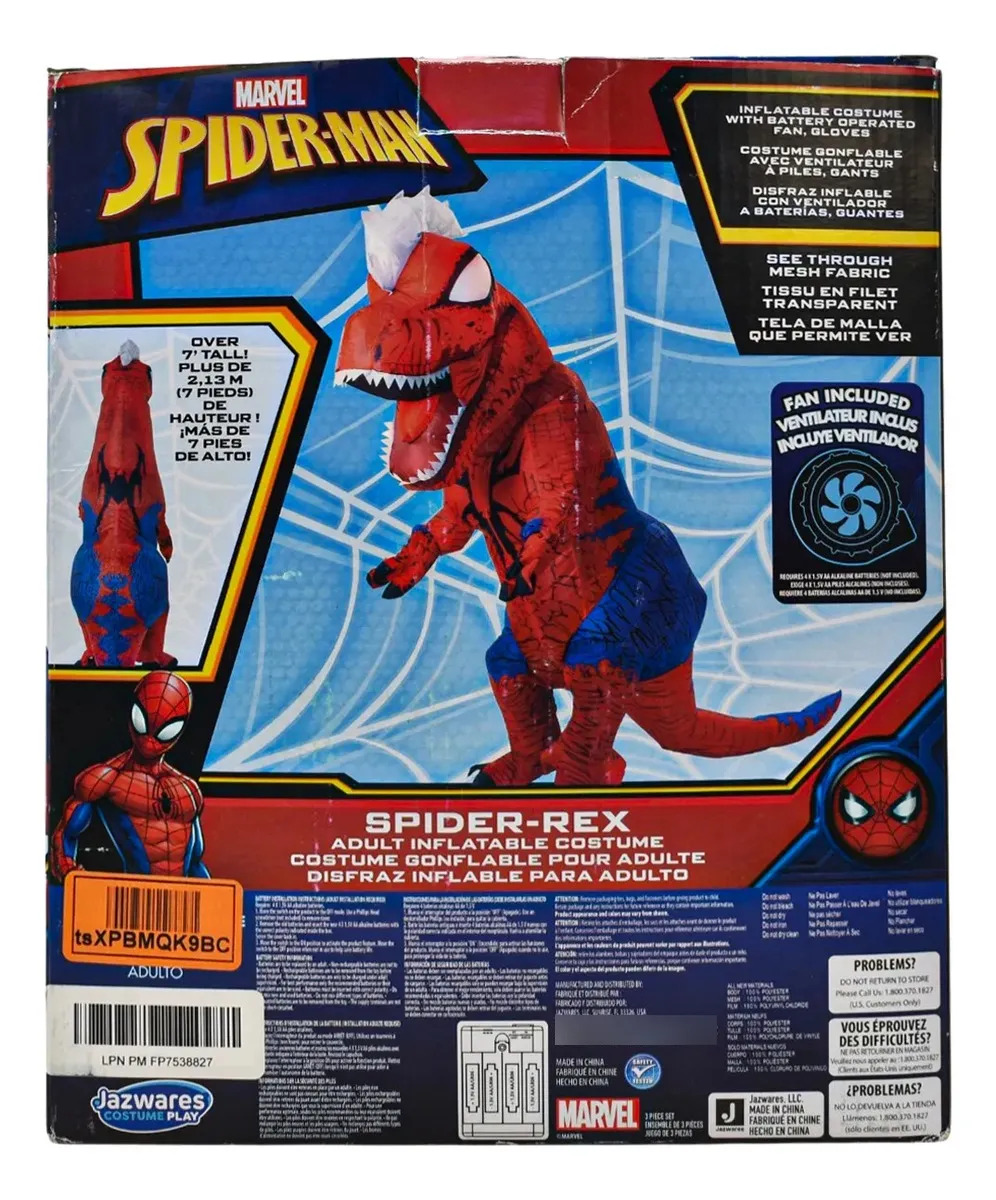 Spider Rex Disfraz Inflable 2.13m Adulto Jazwares Ca