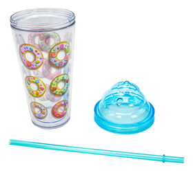 Vaso Plastico Tapadera De Rosca Y Popote Malteada Sm22hat290