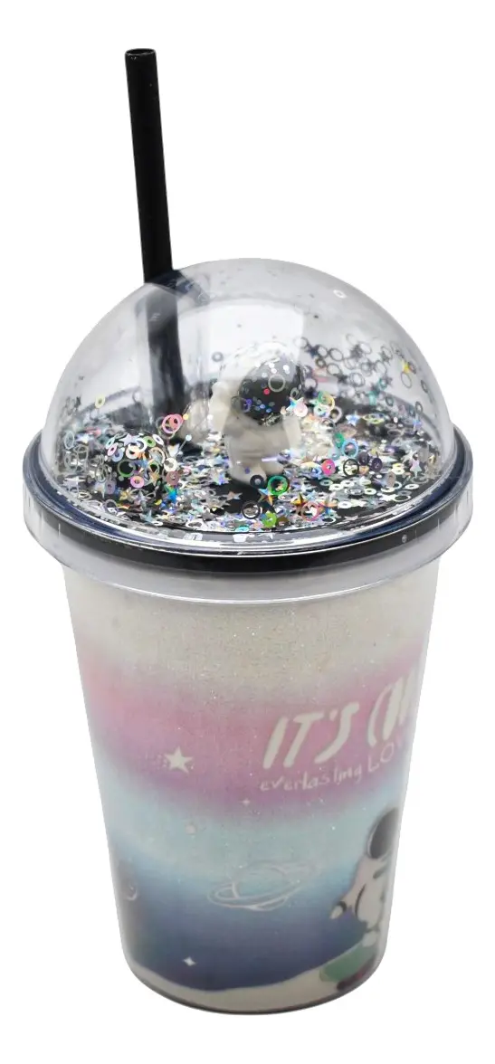 Vaso Plastico Tapa Decorativa Y Popote Astronauta Sm22hat295