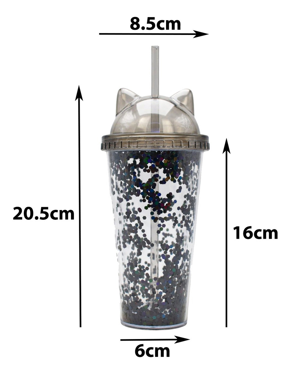 Vaso Plastico Tapadera De Rosca Y Popote Gato Sm22hat286