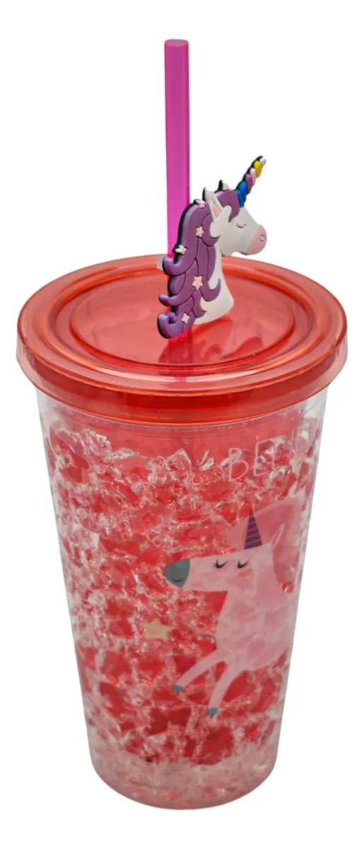 Vaso Doble Pared Gel Enfriador Con Luz Unicornio Sm22hat256