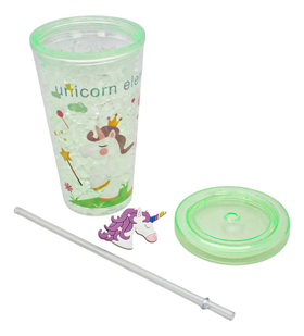Vaso Doble Pared Gel Enfriador Con Luz Unicornio Sm22hat256