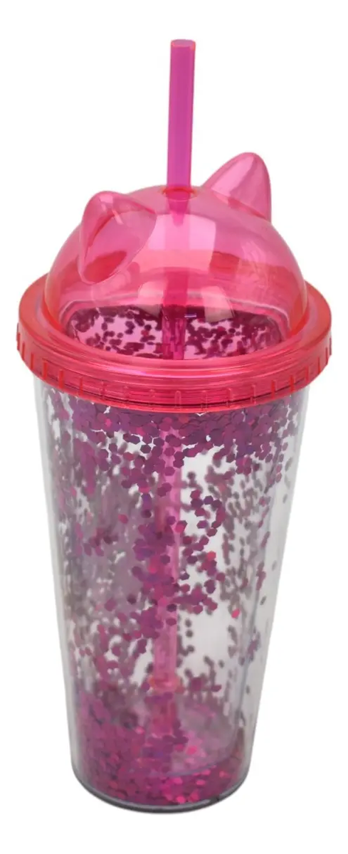 Vaso Plastico Tapadera De Rosca Y Popote Gato Sm22hat286