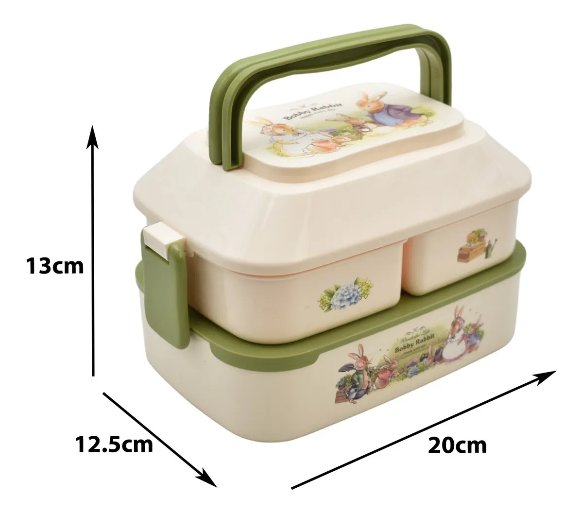 Toper Conejos 3 Niveles Lunch Box Cubiertos 1500ml 82003